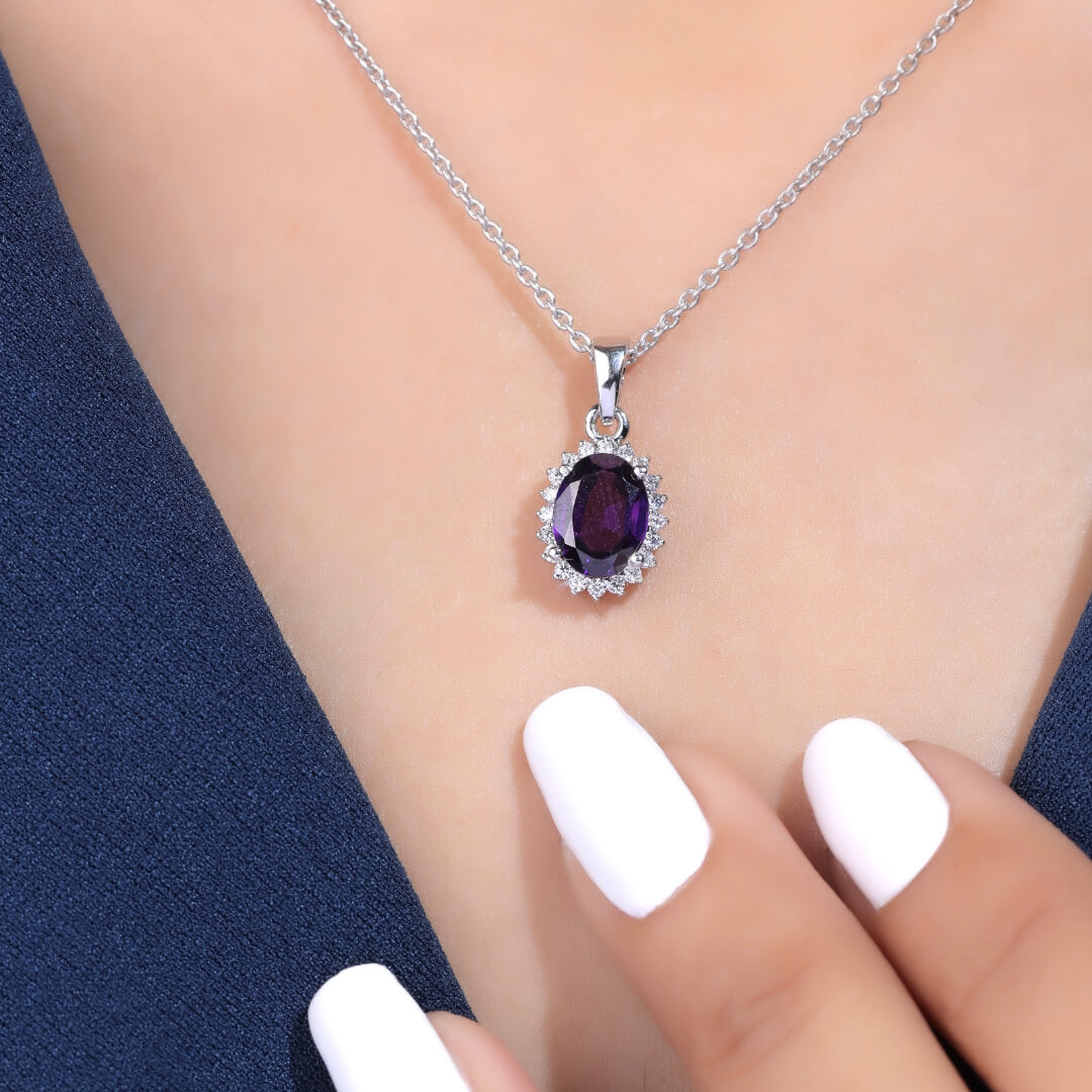 Callista Amethyst Silver Pendant For Women - Shinez By Baxi Jewellers