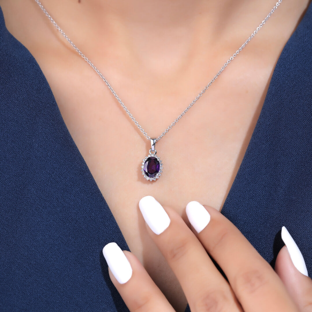 Callista Amethyst Silver Pendant For Women - Shinez By Baxi Jewellers