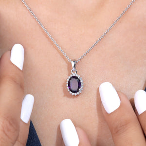 Callista Amethyst Silver Pendant For Women - Shinez By Baxi Jewellers
