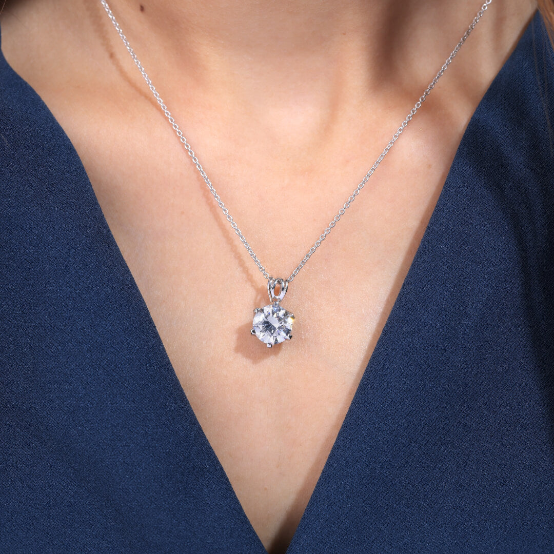 Zasta Solitaire Silver Pendant For Women - Shinez By Baxi Jewellers