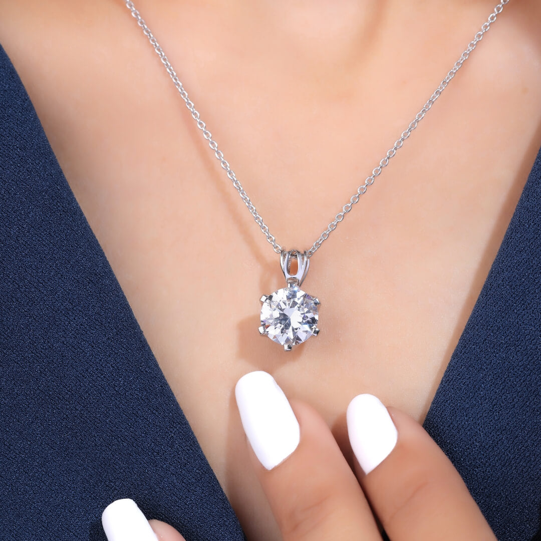 Zasta Solitaire Silver Pendant For Women - Shinez By Baxi Jewellers