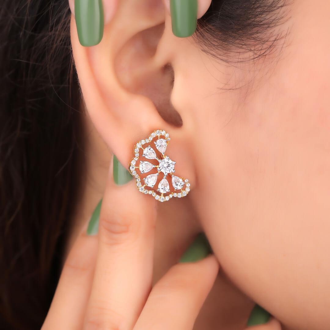 Amety Silver Stud Earrings For Women - Shinez By Baxi Jewellers