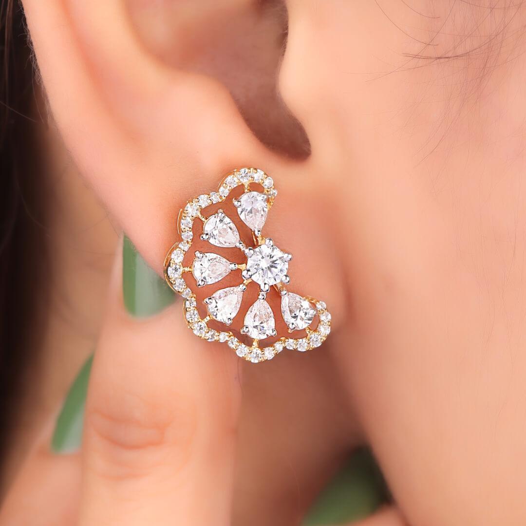 Amety Silver Stud Earrings For Women - Shinez By Baxi Jewellers