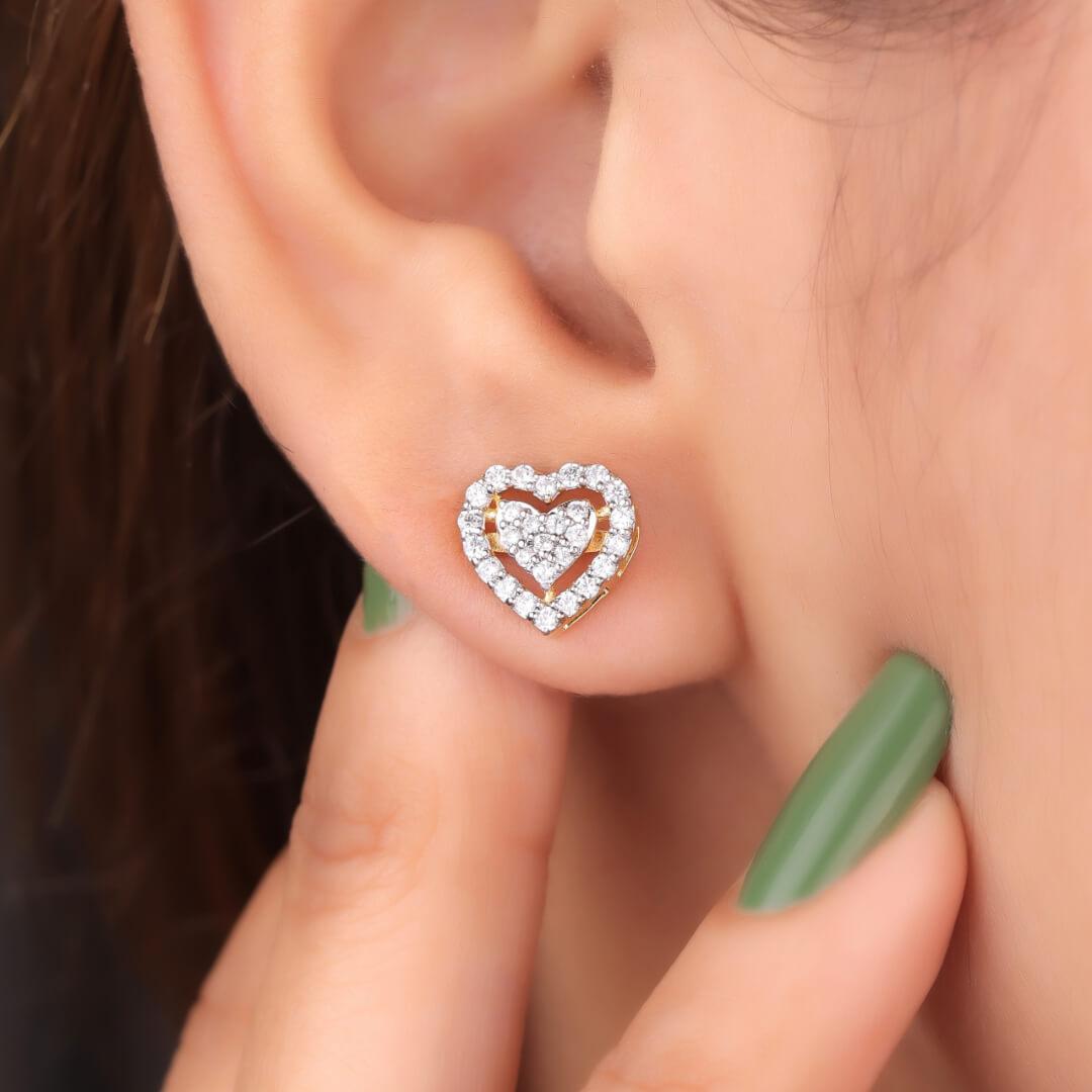 Matas Heart Silver Stud Earrings For Women - Shinez By Baxi Jewellers
