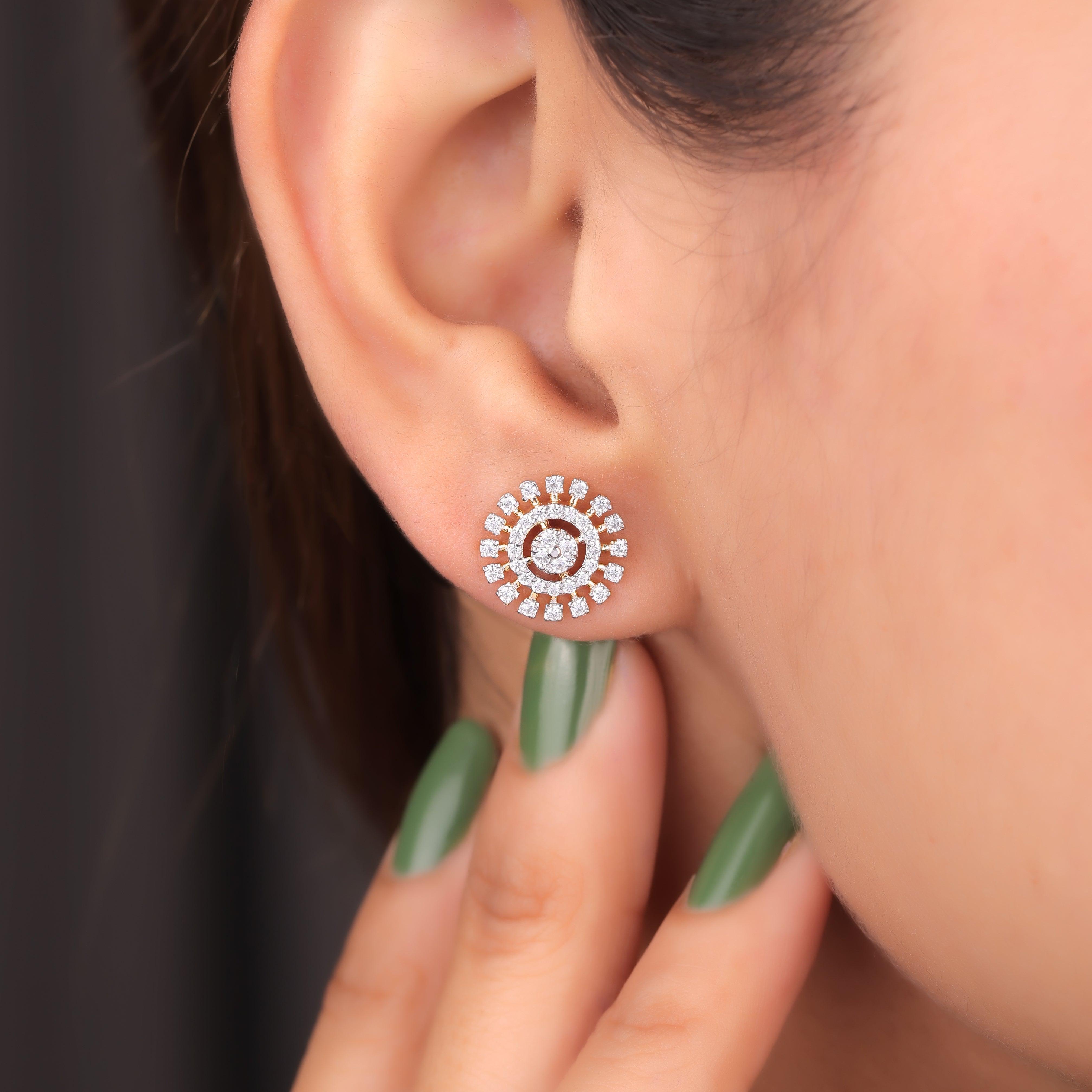 Tania Silver Stud Earrings for Women - Shinez By Baxi Jewellers