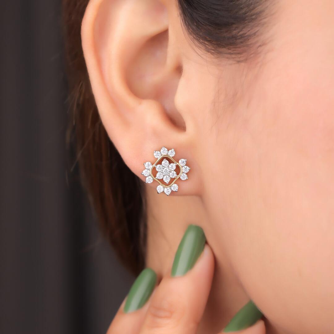 Saiya Silver Stud Earrings For Women - Shinez By Baxi Jewellers