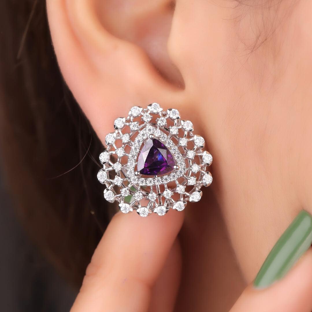 Hallie Silver Party wear Earrings For Women - Shinez By Baxi Jewellers