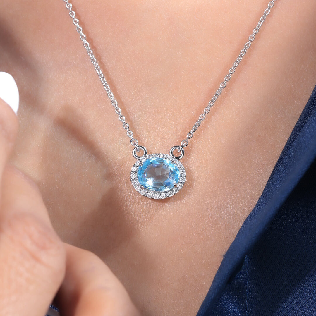 Gen Aquamarine Silver Pendant For Women - Shinez By Baxi Jewellers