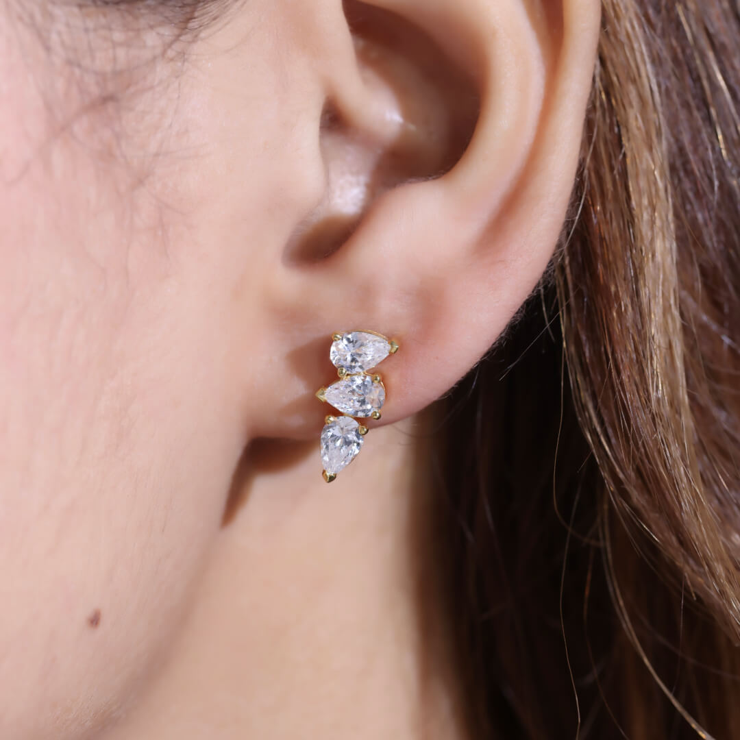 Amira Fancy Silver Stud Earrings for Women - Shinez By Baxi Jewellers