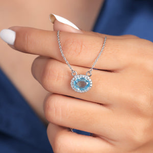 Gen Aquamarine Silver Pendant For Women - Shinez By Baxi Jewellers