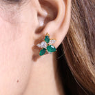 Dimity Green Silver Stud Earrings for Women - Shinez By Baxi Jewellers