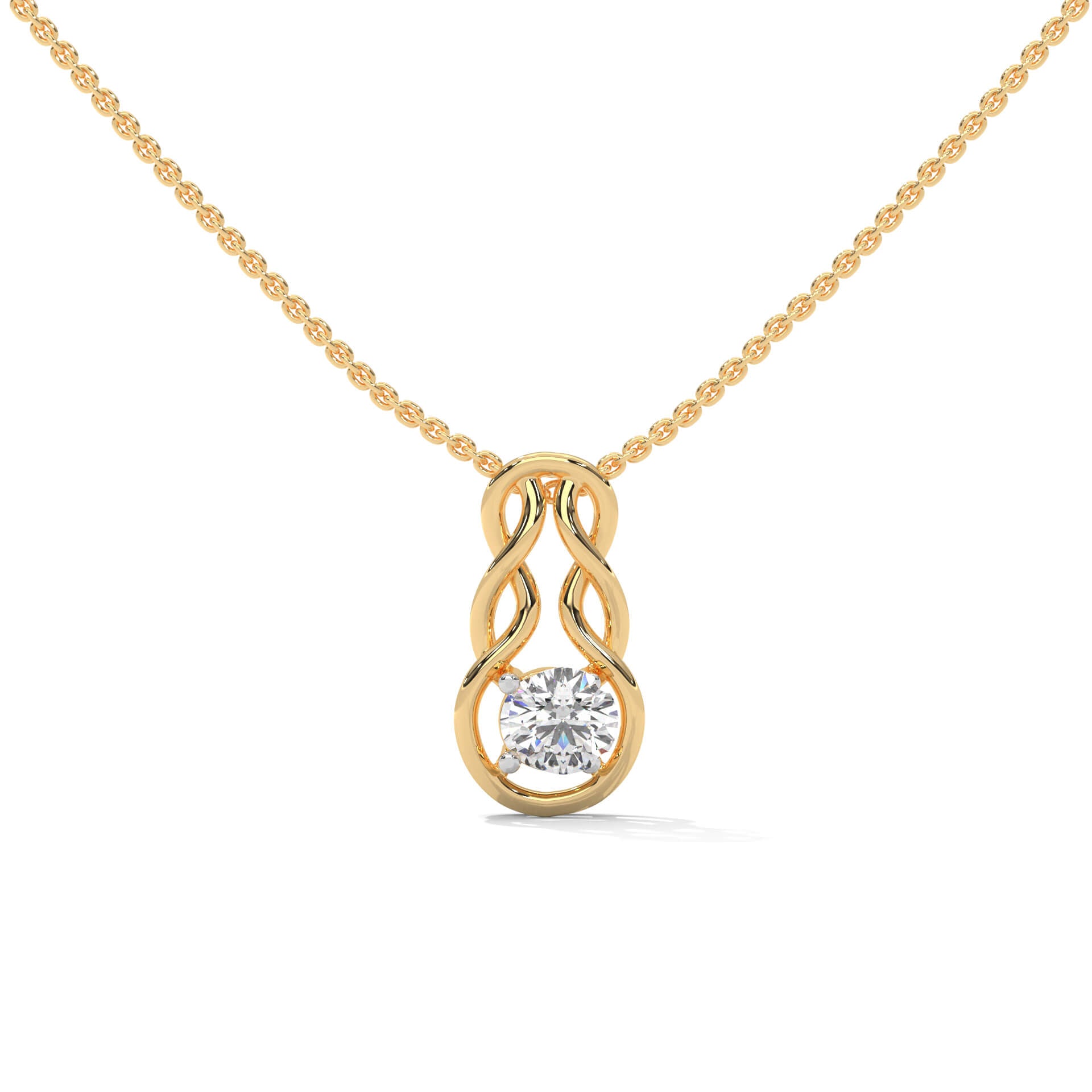 Evai Solitaire Silver Pendant with chain | 22KT Gold Vermeil - Shinez By Baxi Jewellers