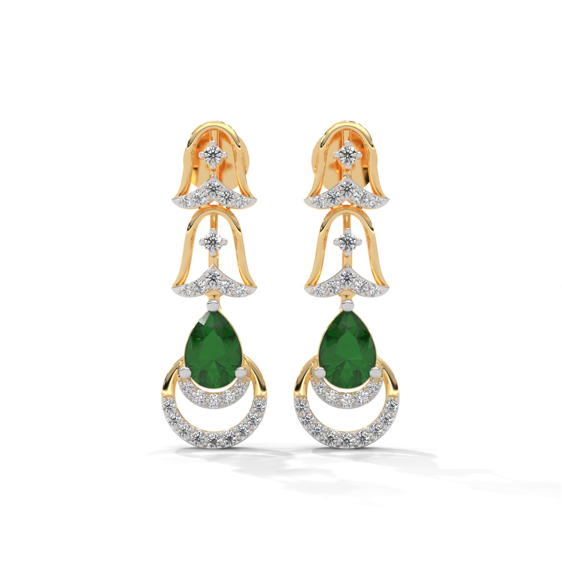 Anurah Silver Dangle Earrings | 22KT Gold Vermeil - Shinez By Baxi Jewellers