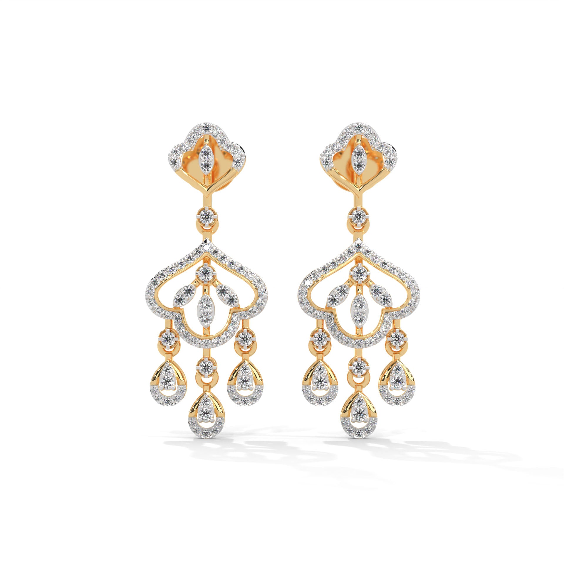 Zahara Silver Dangle Earrings | 22KT Gold Vermeil - Shinez By Baxi Jewellers