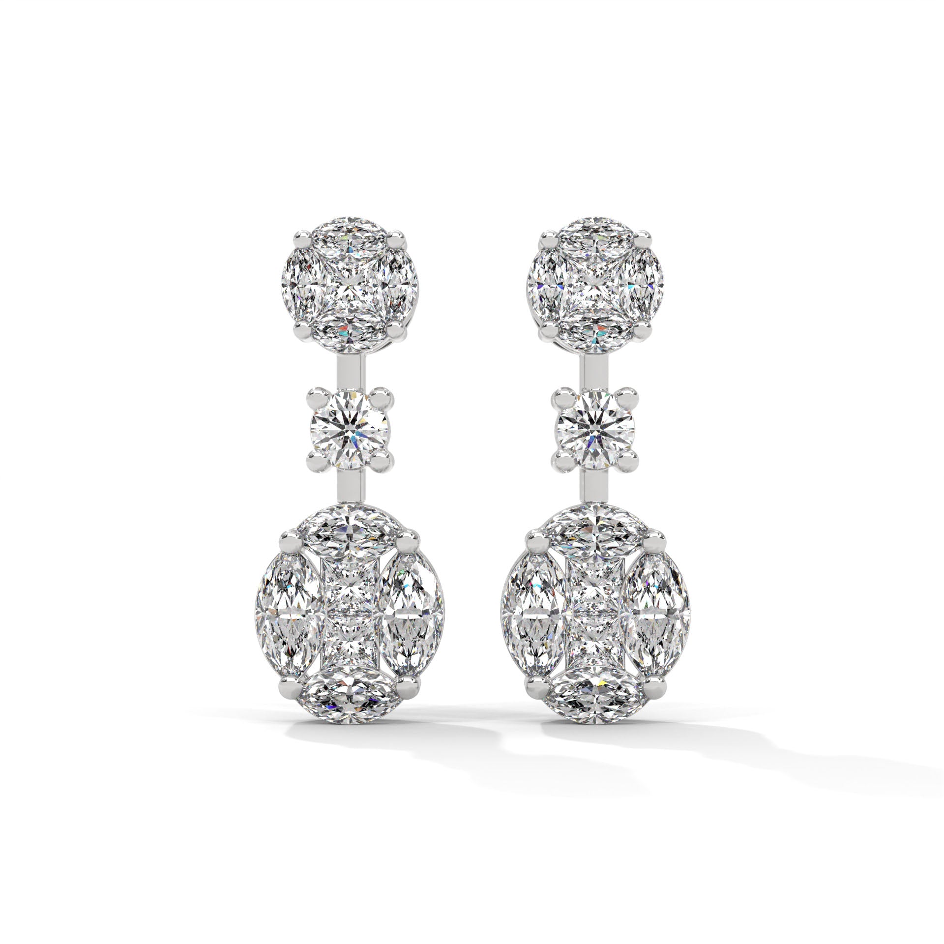 Orin Silver Drop Earrings | White Gold - Shinez By Baxi Jewellers