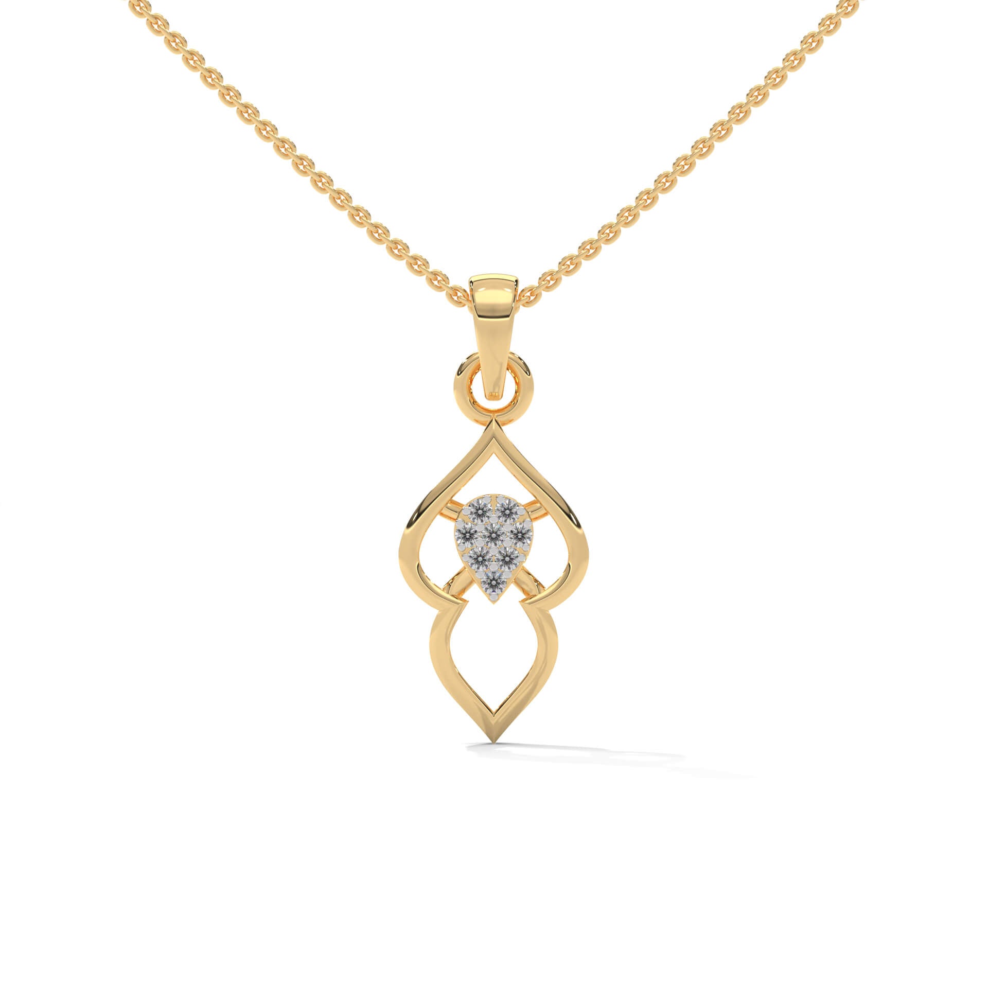 Elinor Florena Silver Pendant with chain | 22KT Gold Vermeil - Shinez By Baxi Jewellers