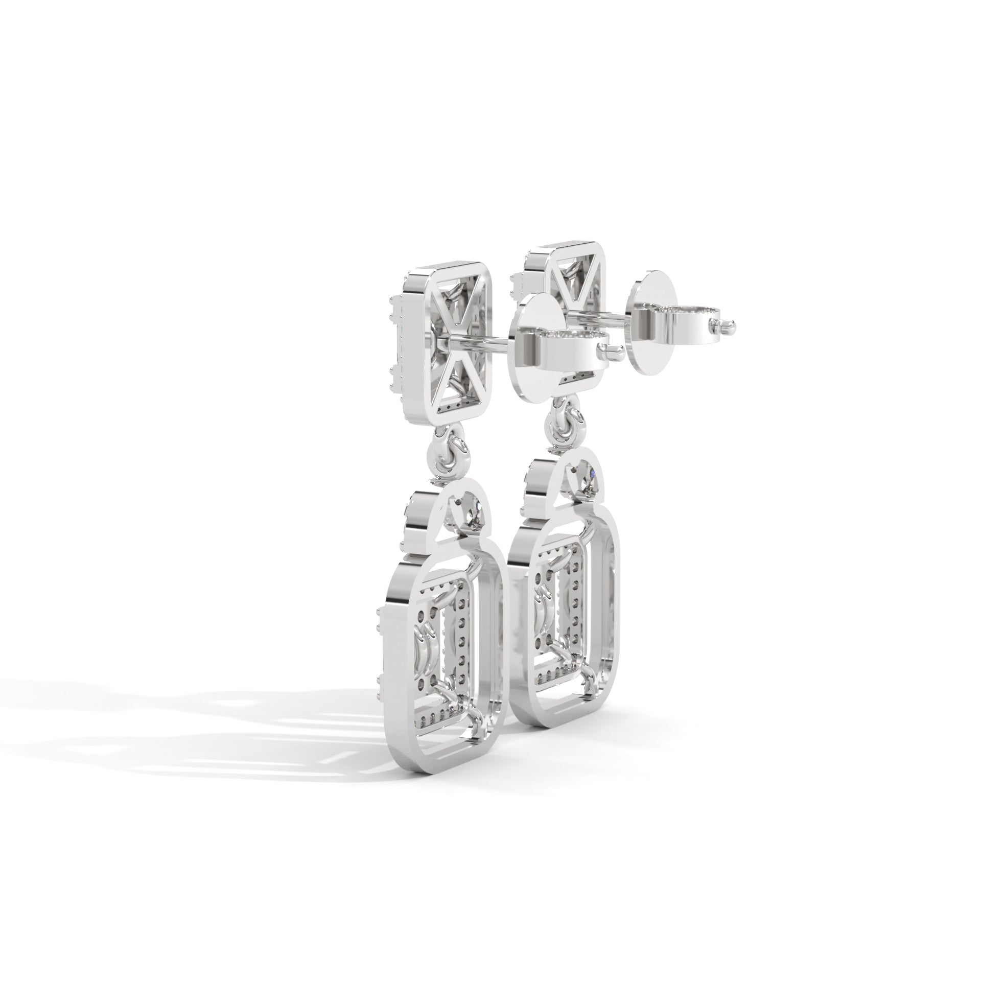 Merlin Silver Dangle Earrings | White Gold - Shinez By Baxi Jewellers