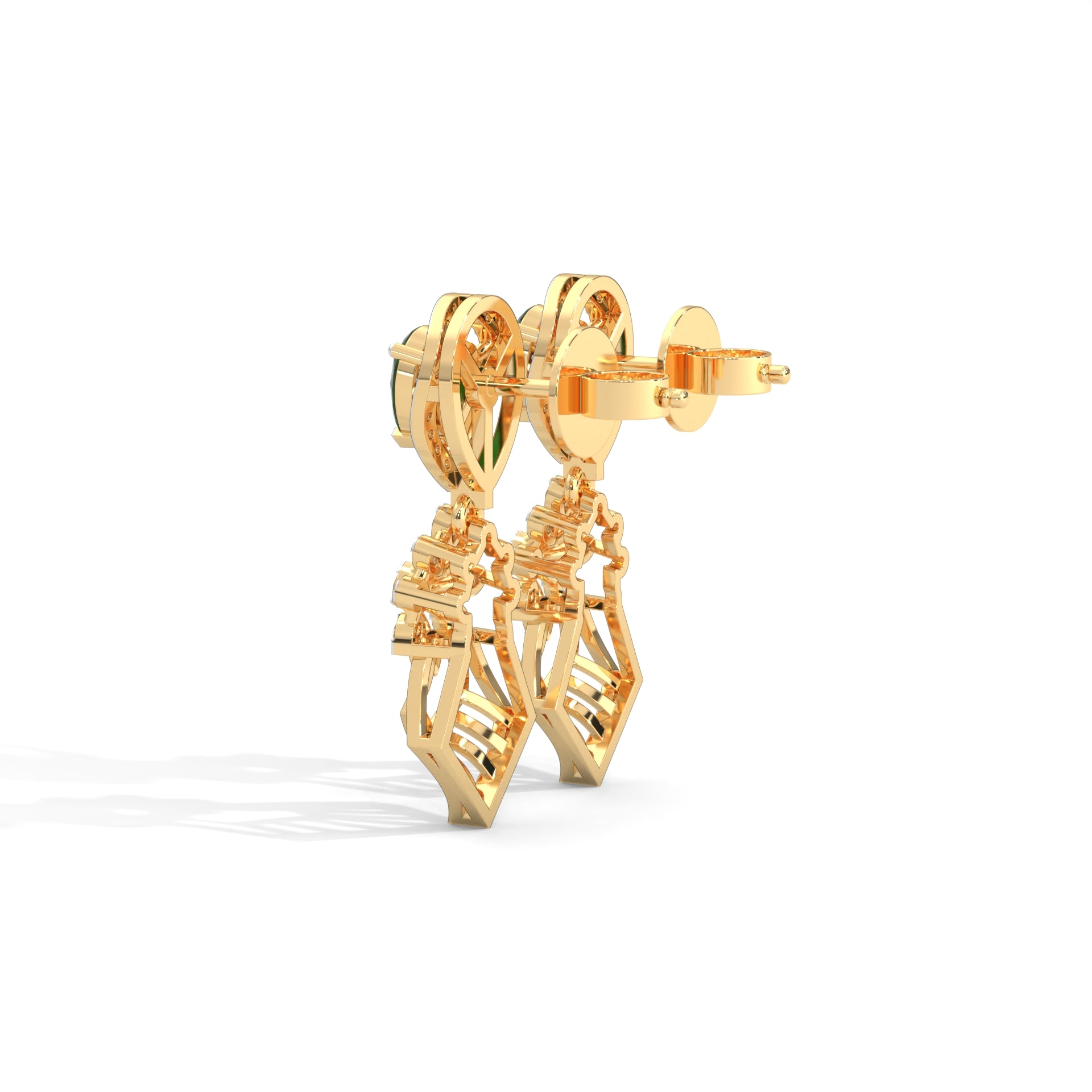 Elika Silver Dangle Earrings | 22KT Gold Vermeil - Shinez By Baxi Jewellers