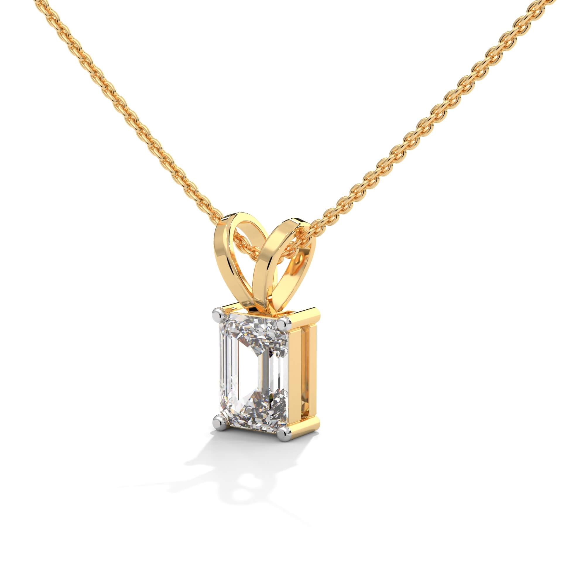 Roza 1 Carat Emerald Cut Silver Pendant with chain | 22KT Gold Vermeil - Shinez By Baxi Jewellers