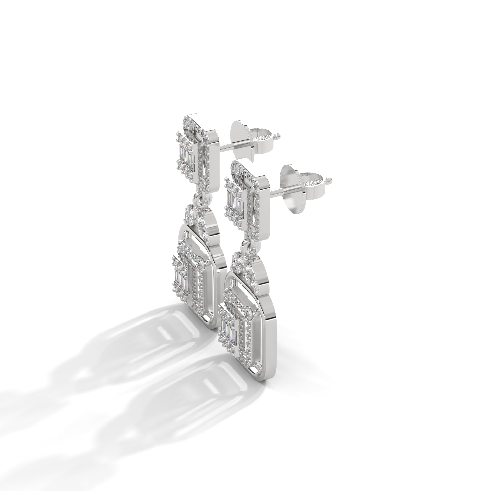 Merlin Silver Dangle Earrings | White Gold - Shinez By Baxi Jewellers