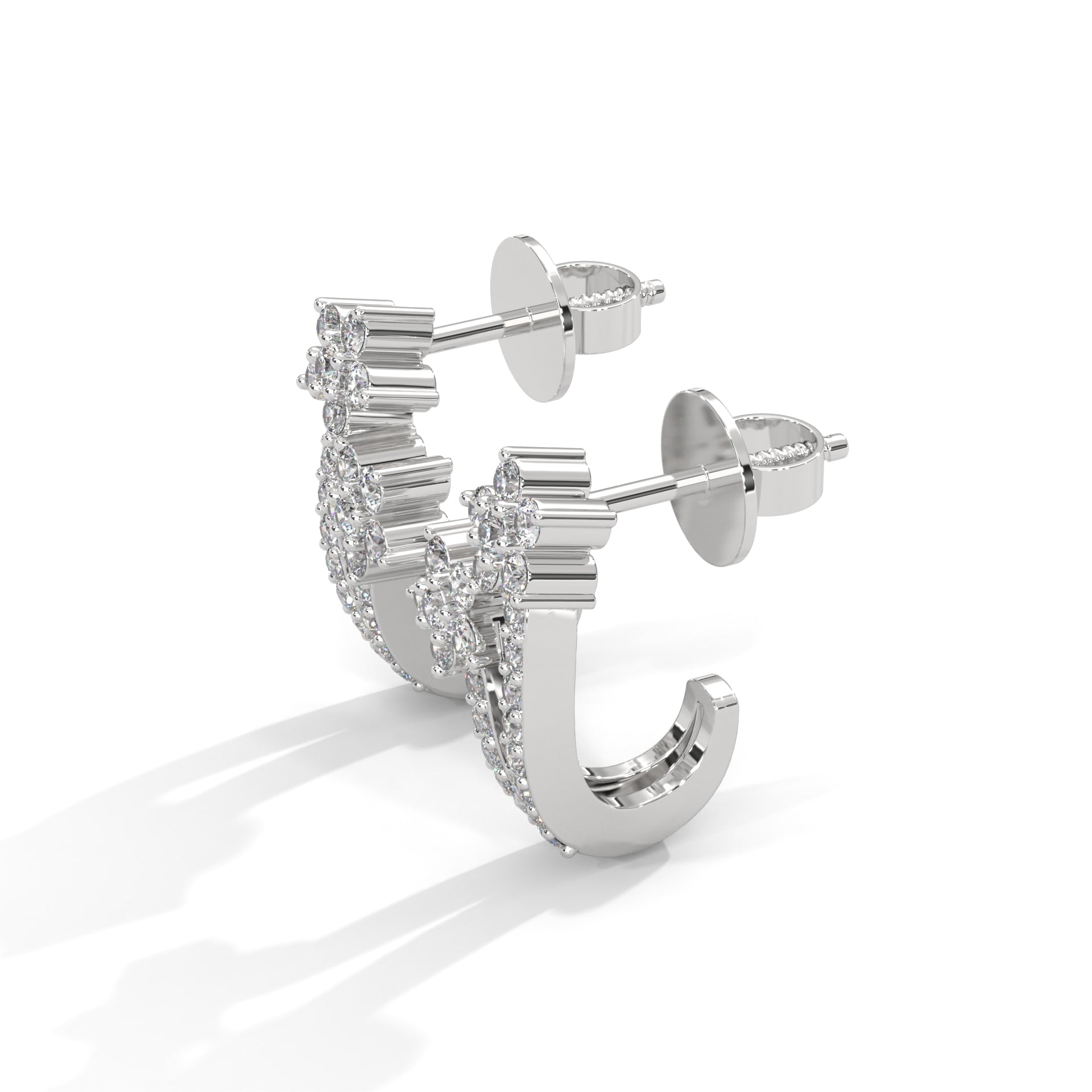 Favia Silver Hoop Earrings for Women White Gold - Shinez By Baxi Jewellers