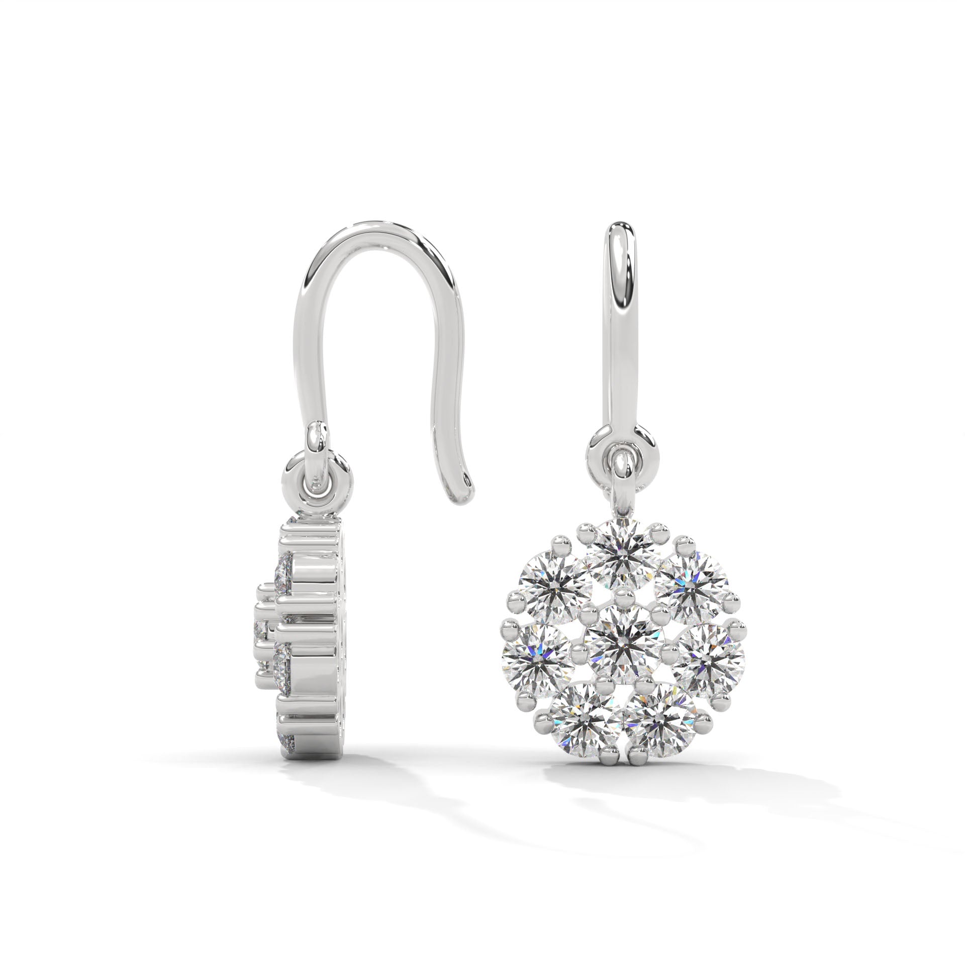 Meila Silver Drop Earrings | White Gold - Shinez By Baxi Jewellers