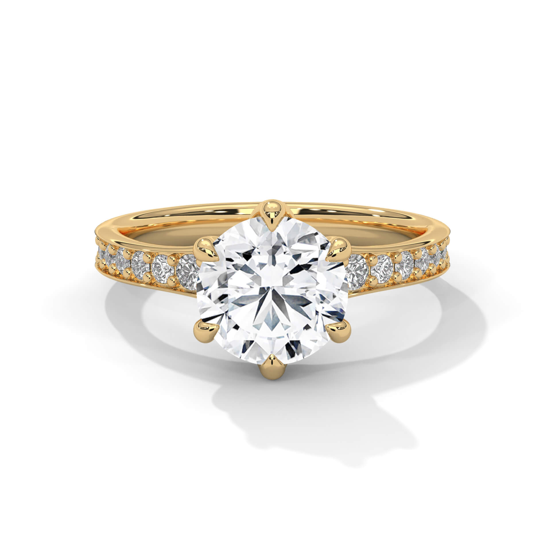 Damla 2 Carat Solitaire Silver Ring Yellow Gold - Shinez By Baxi Jewellers