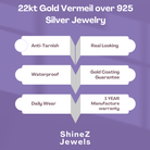 Zaina Silver Earrings for Women | 22KT Gold Vermeil - Shinez By Baxi Jewellers