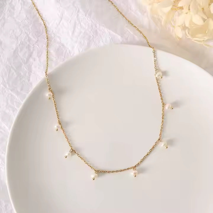 Pari Pearl Necklace Chain | 18kt Gold Coated - Shinez By Baxi Jewellers