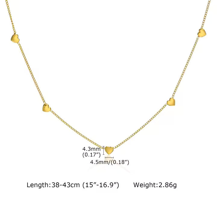 Dainty Heart Necklace Chain | 18kt Gold Coated - Shinez By Baxi Jewellers