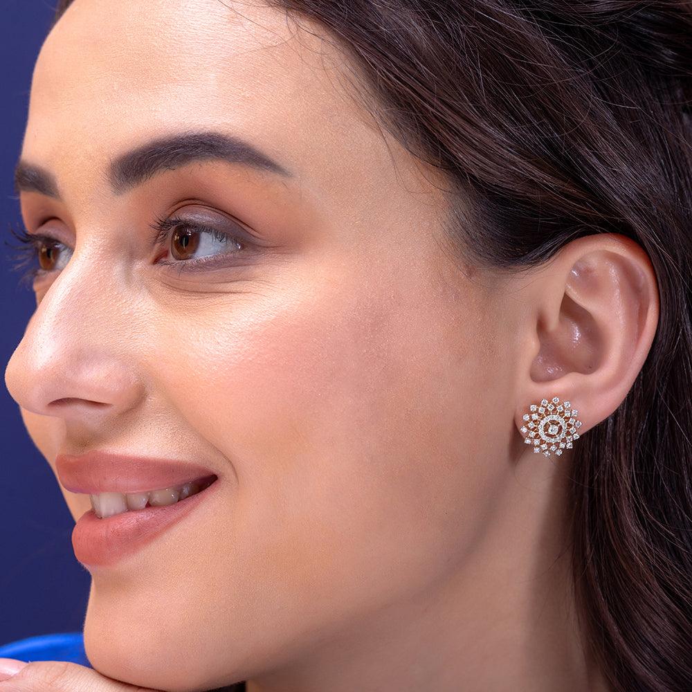 Audrey Silver Stud Earrings for Women - Shinez By Baxi Jewellers