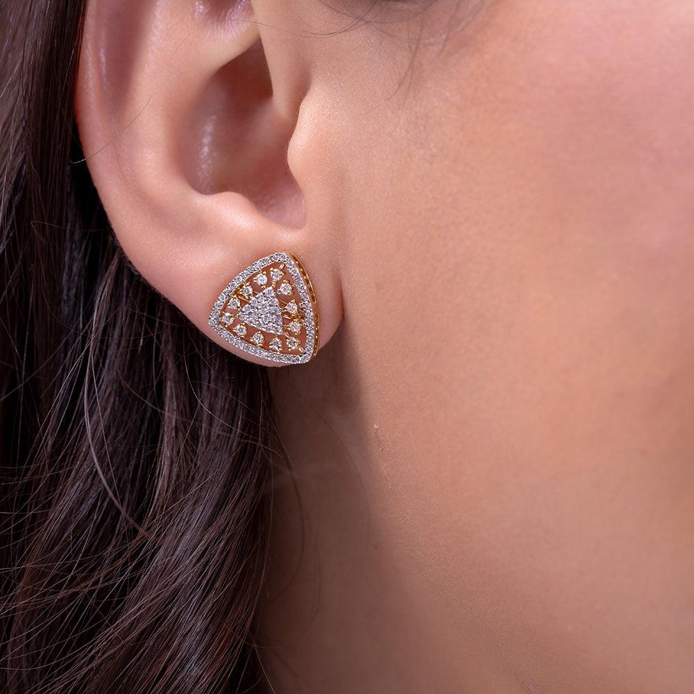 Freya Triangle Silver Stud Earrings for Women - Shinez By Baxi Jewellers