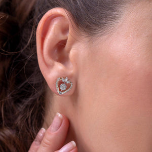 Isabelle Heart Silver Stud Earrings for Women - Shinez By Baxi Jewellers