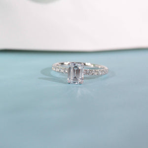 IZARA EMERALD CUT SOLITAIRE SILVER RING - Shinez By Baxi Jewellers