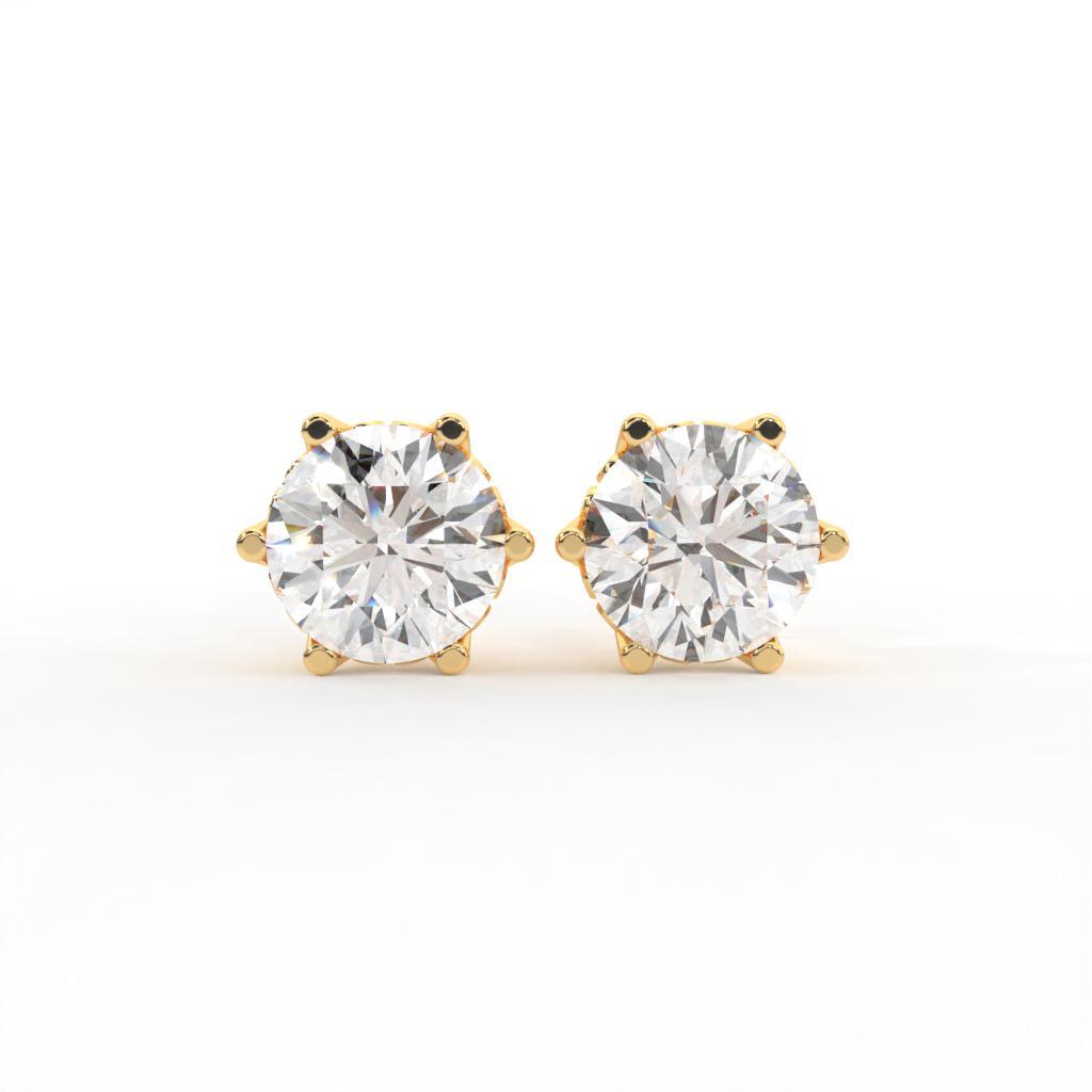 Rena 3 Carat Solitaire Stud Silver Earrings For Women - Shinez By Baxi Jewellers