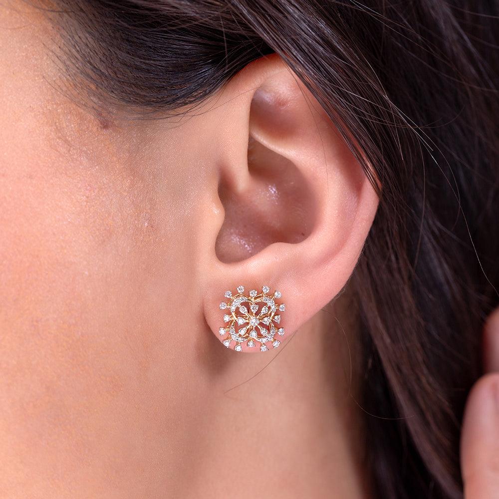 Sandra Fancy Silver Stud Earrings for Women - Shinez By Baxi Jewellers