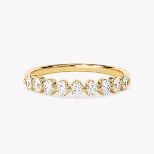 Shared-Prong 9 Stone Silver Band for Women - Shinez By Baxi Jewellers